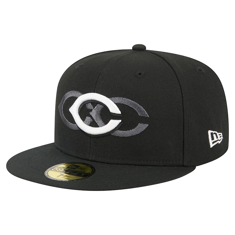 Men's New Era Black Cincinnati Reds Tri-Hit 59FIFTY Fitted Hat