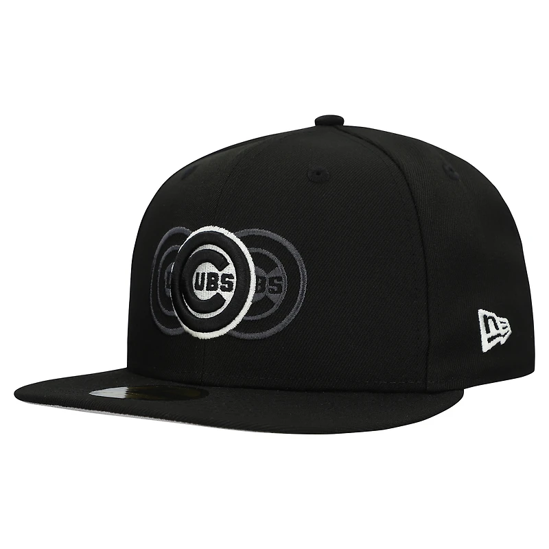 Men's New Era Black Chicago Cubs Tri-Hit 59FIFTY Fitted Hat
