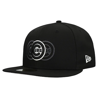 Men's New Era Black Chicago Cubs Tri-Hit 59FIFTY Fitted Hat