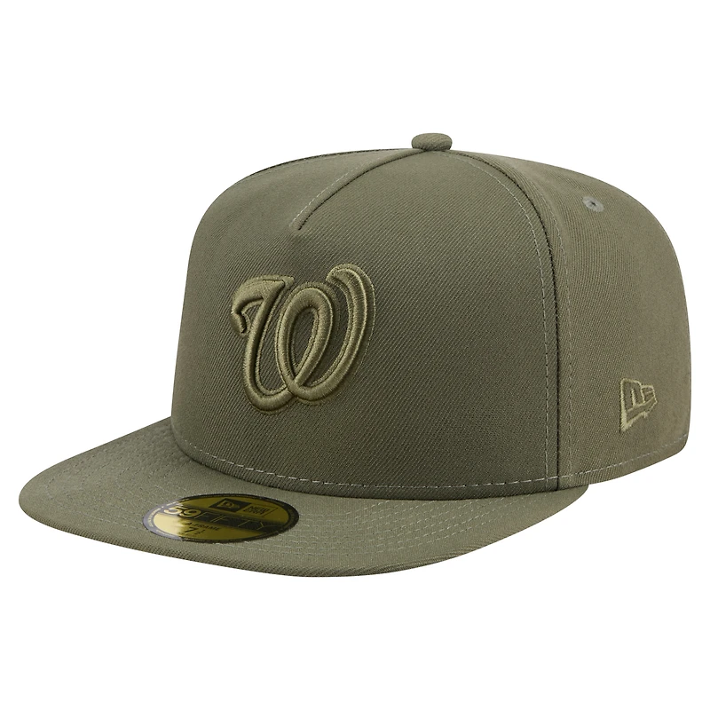 Men's New Era Olive Washington Nationals Color Pack A-Frame 59FIFTY Fitted Hat