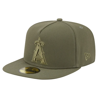 Men's New Era Olive Los Angeles Angels Color Pack A-Frame 59FIFTY Fitted Hat