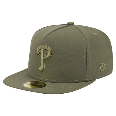 Men's New Era Olive Philadelphia Phillies Color Pack A-Frame 59FIFTY Fitted Hat