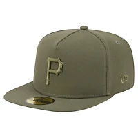 Men's New Era Olive Pittsburgh Pirates Color Pack A-Frame 59FIFTY Fitted Hat