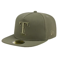 Men's New Era Olive Texas Rangers Color Pack A-Frame 59FIFTY Fitted Hat
