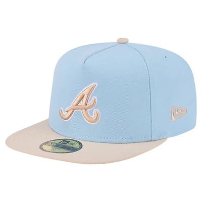 Men's New Era Light Blue/Cream Atlanta Braves Two-Tone Color Pack A-Frame 59FIFTY Fitted Hat