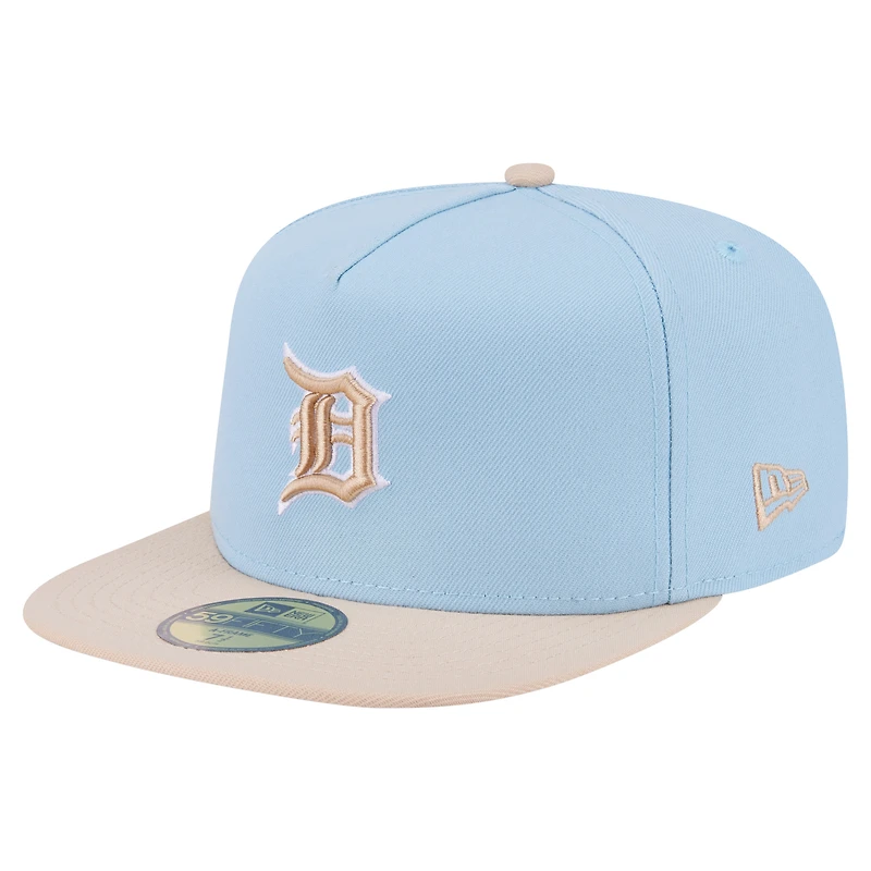 Men's New Era Light Blue/Cream Detroit Tigers Two-Tone Color Pack A-Frame 59FIFTY Fitted Hat