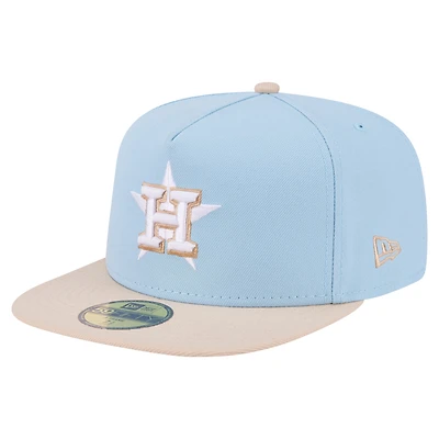 Men's New Era Light Blue/Cream Houston Astros Two-Tone Color Pack A-Frame 59FIFTY Fitted Hat