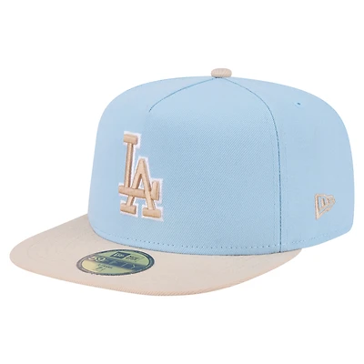 Men's New Era Light Blue/Cream Los Angeles Dodgers Two-Tone Color Pack A-Frame 59FIFTY Fitted Hat