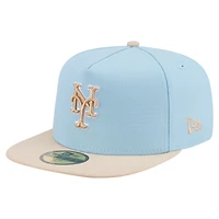 Men's New Era Light Blue/Cream New York Mets Two-Tone Color Pack A-Frame 59FIFTY Fitted Hat