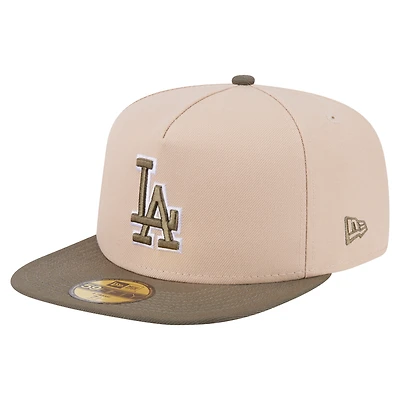 Men's New Era Light Beige/Olive Los Angeles Dodgers Two-Tone Color Pack A-Frame 59FIFTY Fitted Hat