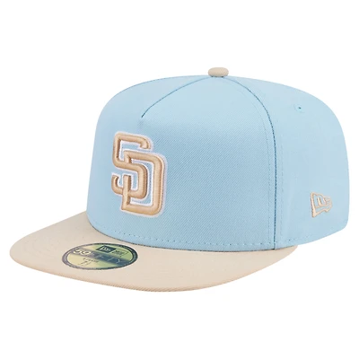 Men's New Era Light Blue/Cream San Diego Padres Two-Tone Color Pack A-Frame 59FIFTY Fitted Hat