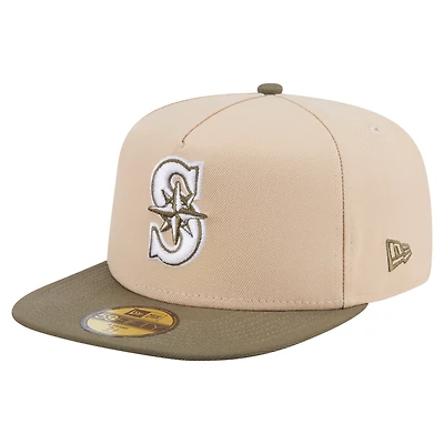 Men's New Era Light Beige/Olive Seattle Mariners Two-Tone Color Pack A-Frame 59FIFTY Fitted Hat