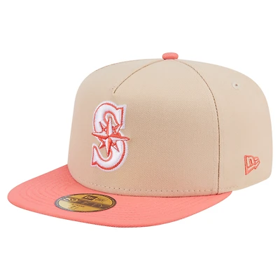 Men's New Era Light Beige/Coral Seattle Mariners Two-Tone Color Pack A-Frame 59FIFTY Fitted Hat