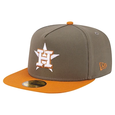 Men's New Era Olive/Orange Houston Astros Two-Tone Color Pack A-Frame 59FIFTY Fitted Hat