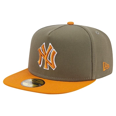 Men's New Era Olive/Orange York Yankees Two-Tone Color Pack A-Frame 59FIFTY Fitted Hat