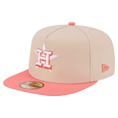 Men's New Era Light Beige/Coral Houston Astros Two-Tone Color Pack A-Frame 59FIFTY Fitted Hat