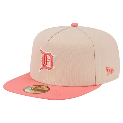 Men's New Era Light Beige/Coral Detroit Tigers Two-Tone Color Pack A-Frame 59FIFTY Fitted Hat
