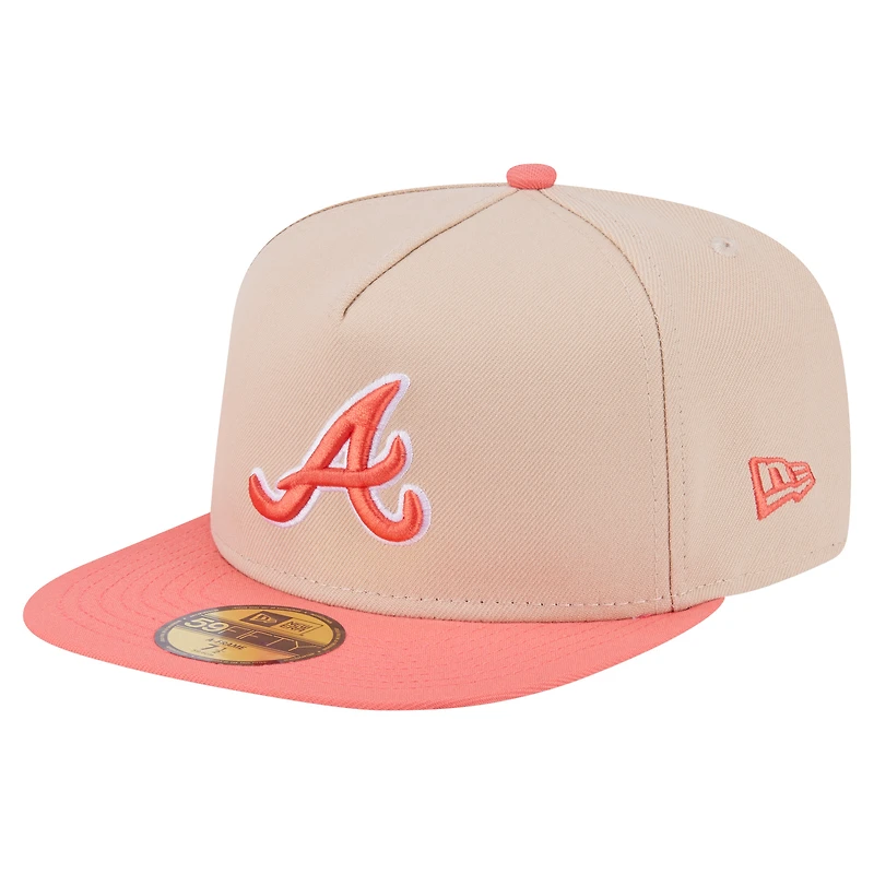 Men's New Era /Light Beige Atlanta Braves Two-Tone Color Pack A-Frame 59FIFTY Fitted Hat