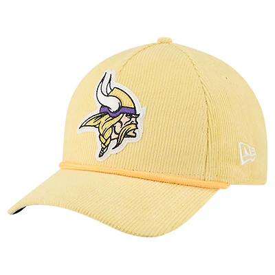 Men's New Era Gold Minnesota Vikings Cord Corduroy 9FORTY A-Frame Adjustable Hat