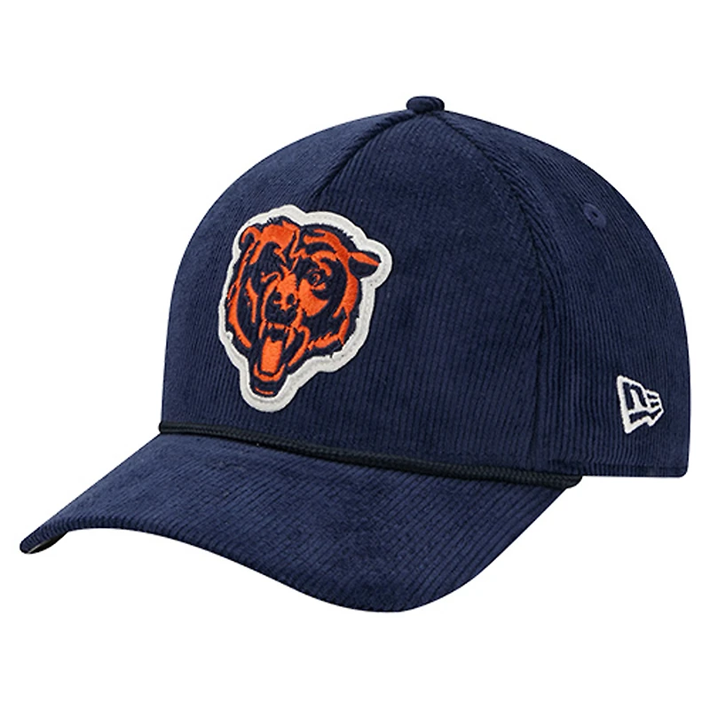 Men's New Era Navy Chicago Bears Cord Corduroy 9FORTY A-Frame Adjustable Hat