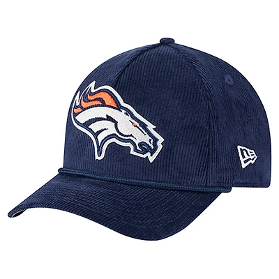 Men's New Era Navy Denver Broncos Cord Corduroy 9FORTY A-Frame Adjustable Hat