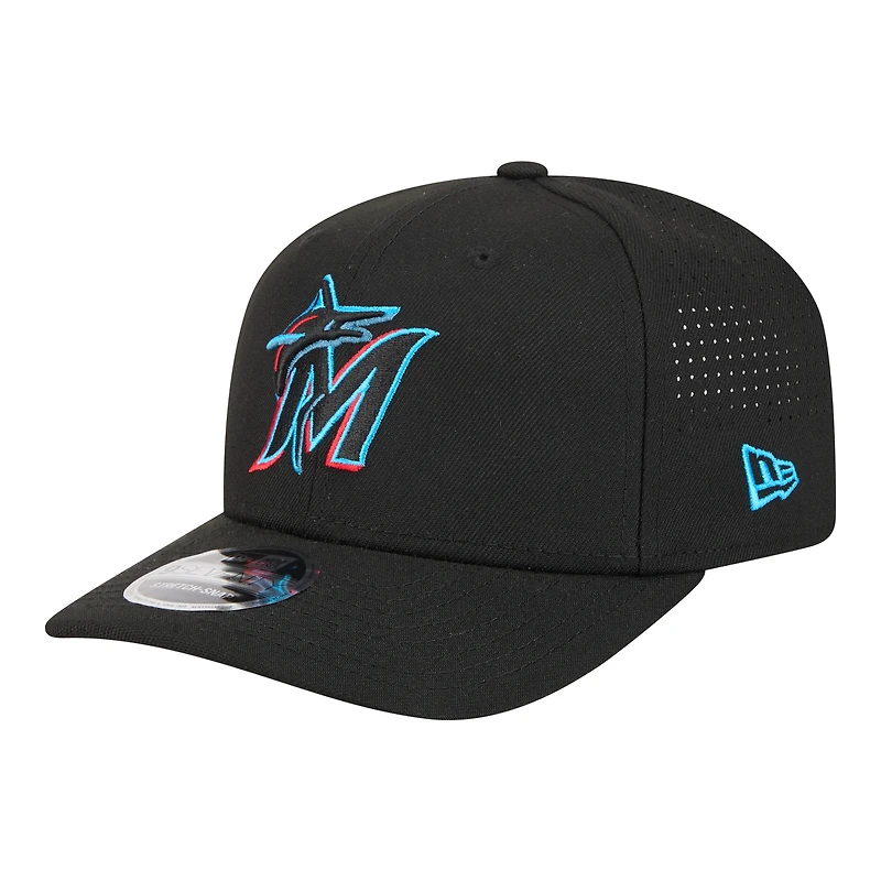 Men's New Era  Black Miami Marlins Performance 9SEVENTY Adjustable Hat