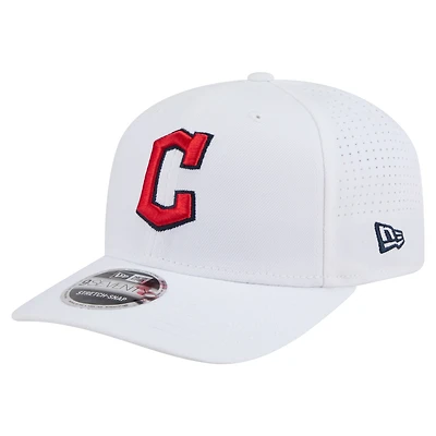 Men's New Era White Cleveland Guardians COOLERA 9SEVENTY Adjustable Hat