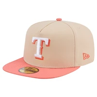 Men's New Era Light Beige/Coral Texas Rangers Two-Tone Color Pack A-Frame 59FIFTY Fitted Hat