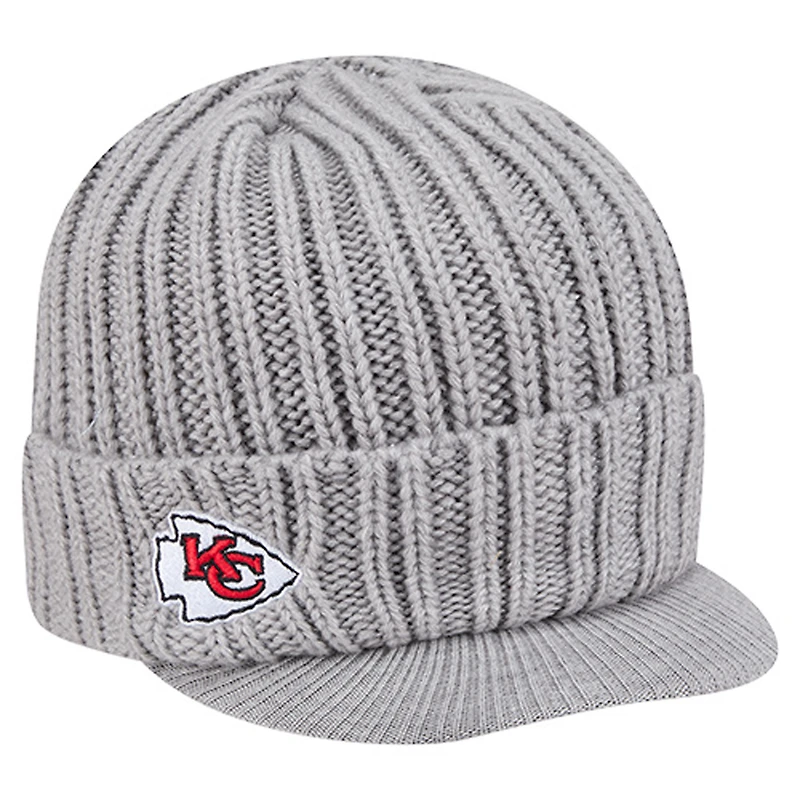Men's New Era Gray Kansas City Chiefs Knit Hat with Visor
