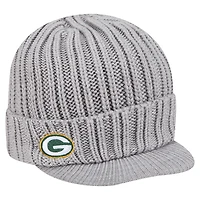 Men's New Era Gray Green Bay Packers Knit Hat with Visor