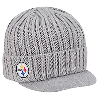 Men's New Era Gray Pittsburgh Steelers Knit Hat with Visor