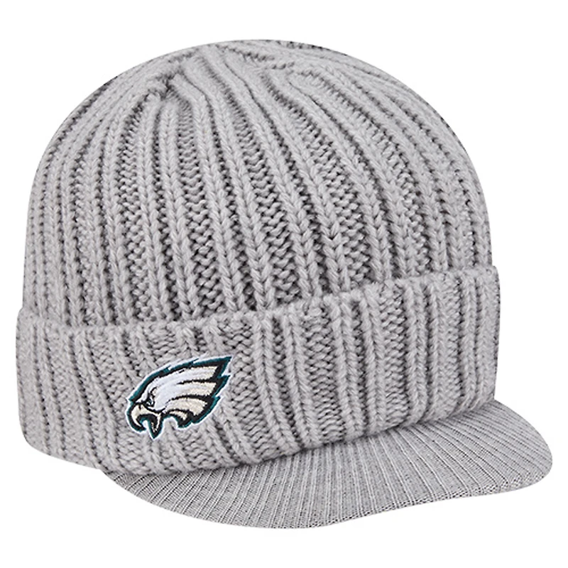 Men's New Era Gray Philadelphia Eagles Knit Hat with Visor