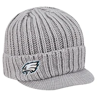 Men's New Era Gray Philadelphia Eagles Knit Hat with Visor