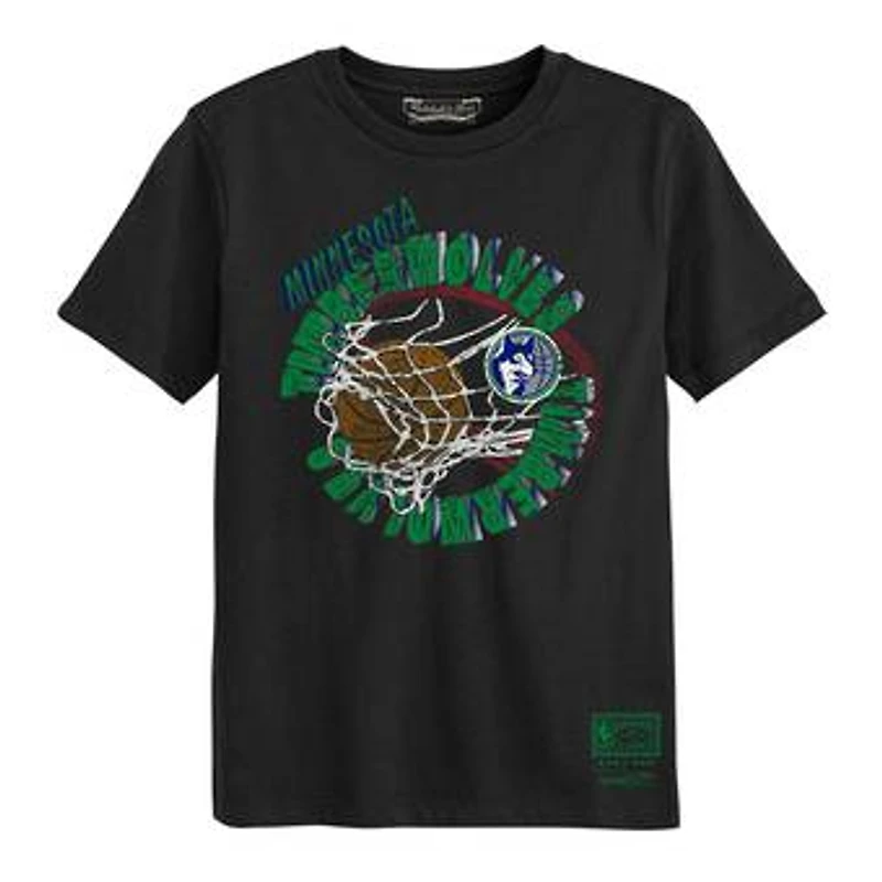 Preschool Mitchell & Ness Black Minnesota Timberwolves In The Net T-Shirt