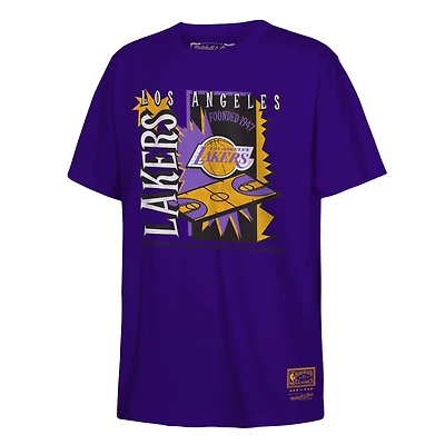 Youth Mitchell & Ness Purple Los Angeles Lakers Retro '90s Poster T-Shirt