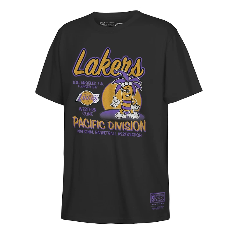 Youth Mitchell & Ness Black Los Angeles Lakers Retro Mascot Script T-Shirt