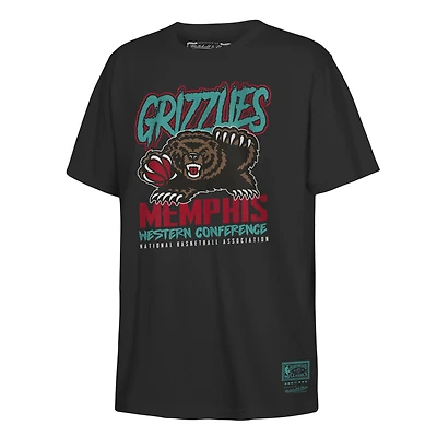 Youth Mitchell & Ness Black Memphis Grizzlies Retro Mascot Script T-Shirt