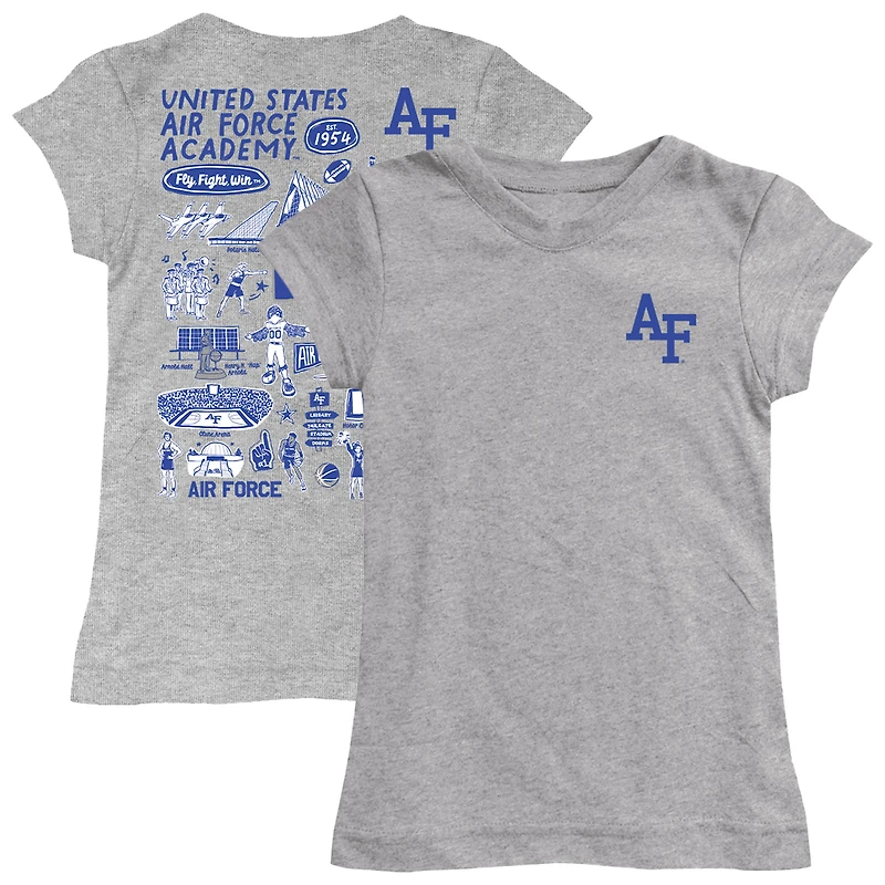 Girls Youth Vive La Fete  Gray Air Force Falcons Impressions Artwork Fitted T-Shirt