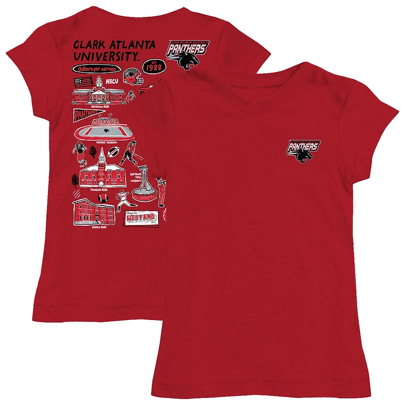 Youth Vive La Fete Red Clark Atlanta University Panthers Impressions Artwork Fitted T-Shirt