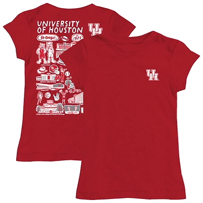 Youth Vive La Fete Red Houston Cougars Impressions Artwork Fitted T-Shirt