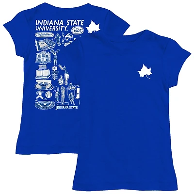 Youth Vive La Fete  Blue Indiana State Sycamores Impressions Artwork Fitted T-Shirt