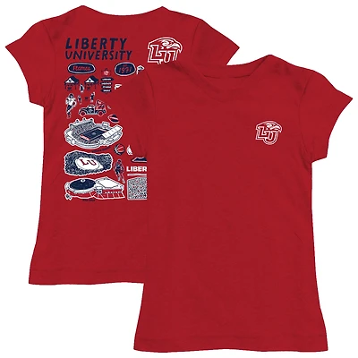 Youth Vive La Fete Red Liberty Flames Impressions Artwork Fitted T-Shirt