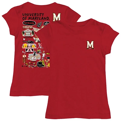 Youth Vive La Fete  Red Maryland Terrapins Impressions Artwork Fitted T-Shirt