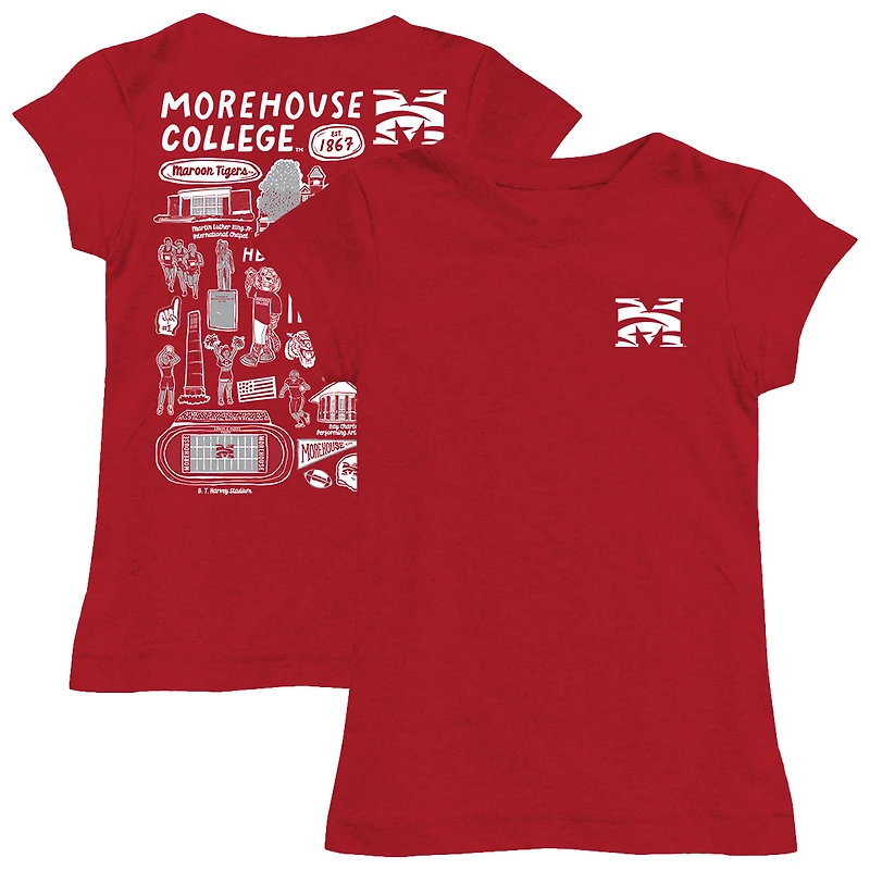 Youth Vive La Fete  Maroon Morehouse Maroon Tigers Impressions Artwork Fitted T-Shirt