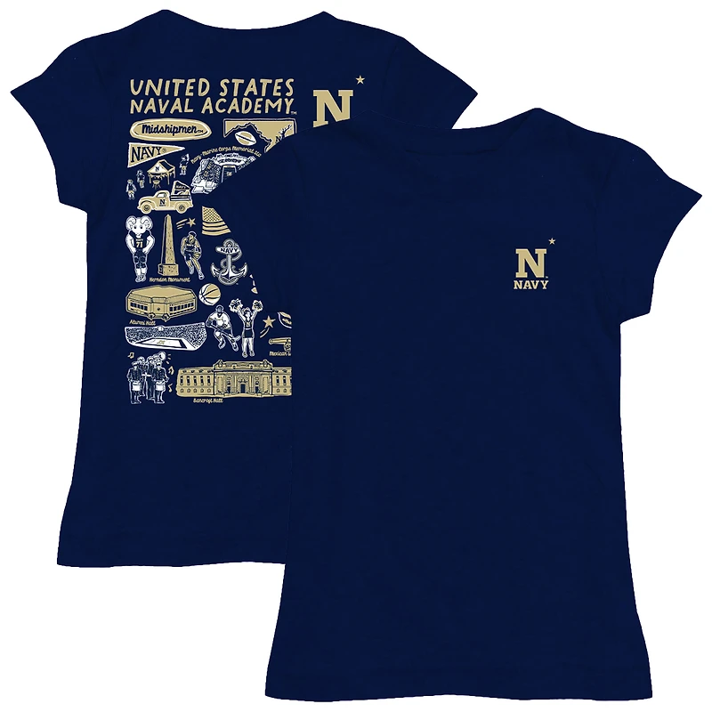 Youth Vive La Fete  Navy Navy Midshipmen Impressions Artwork Fitted T-Shirt