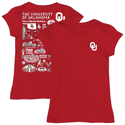 Youth Vive La Fete Crimson Oklahoma Sooners Impressions Artwork Fitted T-Shirt