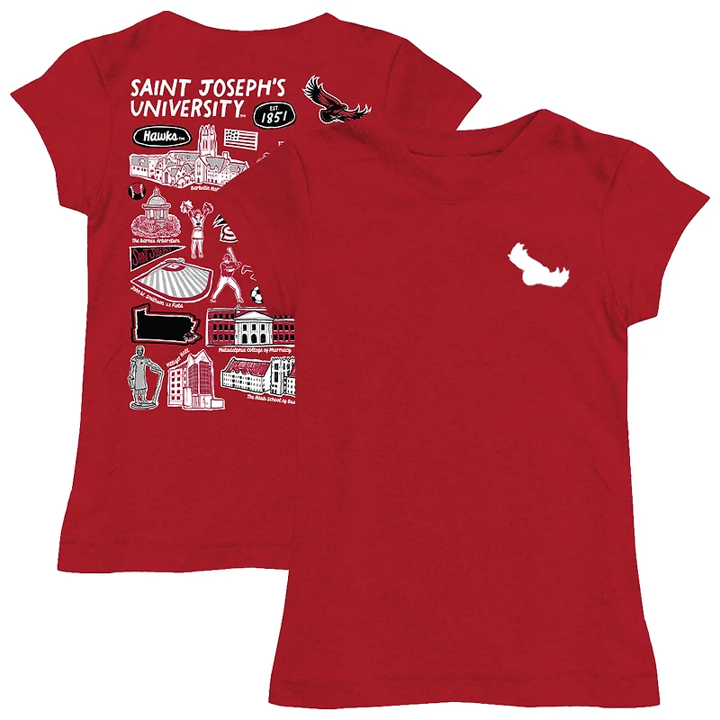 Youth Vive La Fete Crimson Saint Joseph's Hawks Impressions Artwork Fitted T-Shirt