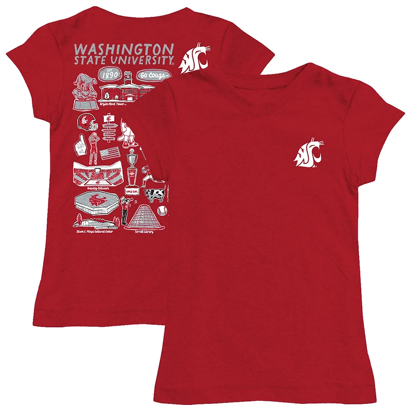 Youth Vive La Fete Red Washington State Cougars Impressions Artwork Fitted T-Shirt