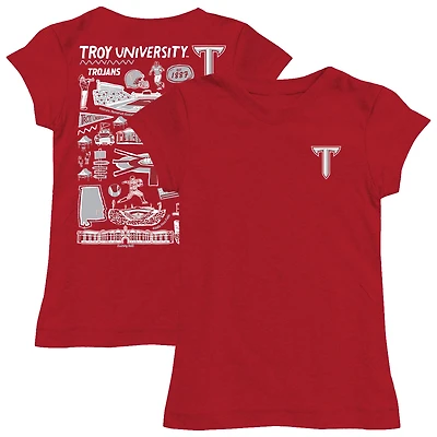 Youth Vive La Fete Red Troy University Trojans Impressions Artwork Fitted T-Shirt