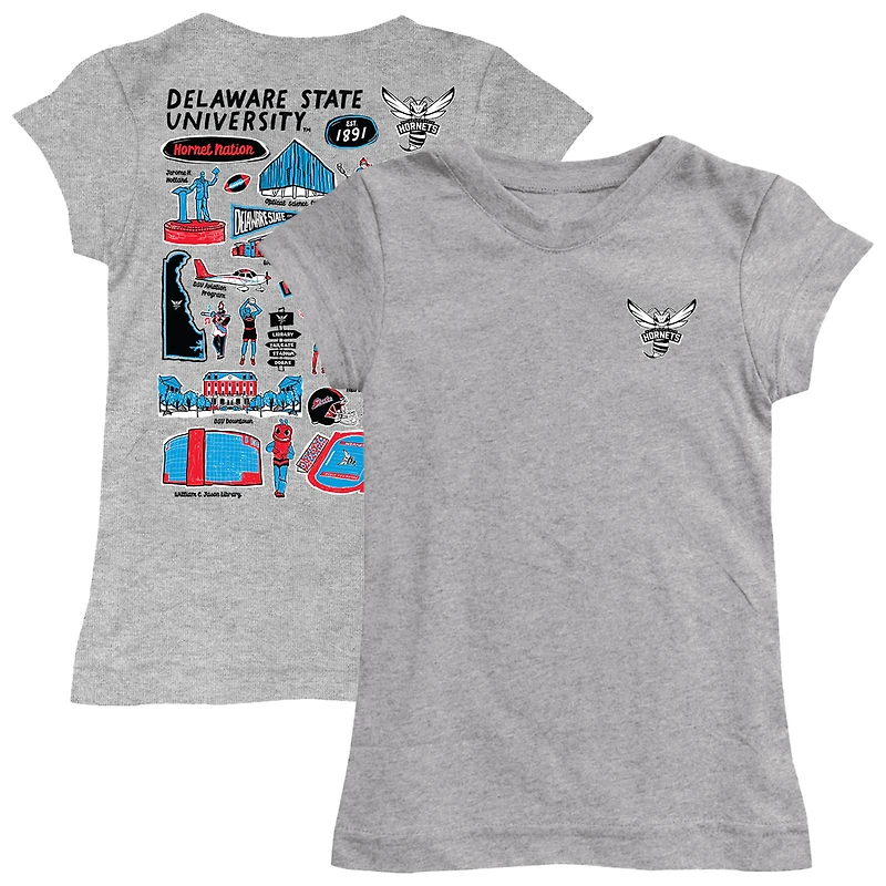 Girls Toddler Vive La Fete  Heather Gray Delaware State Hornets Impressions Artwork T-Shirt
